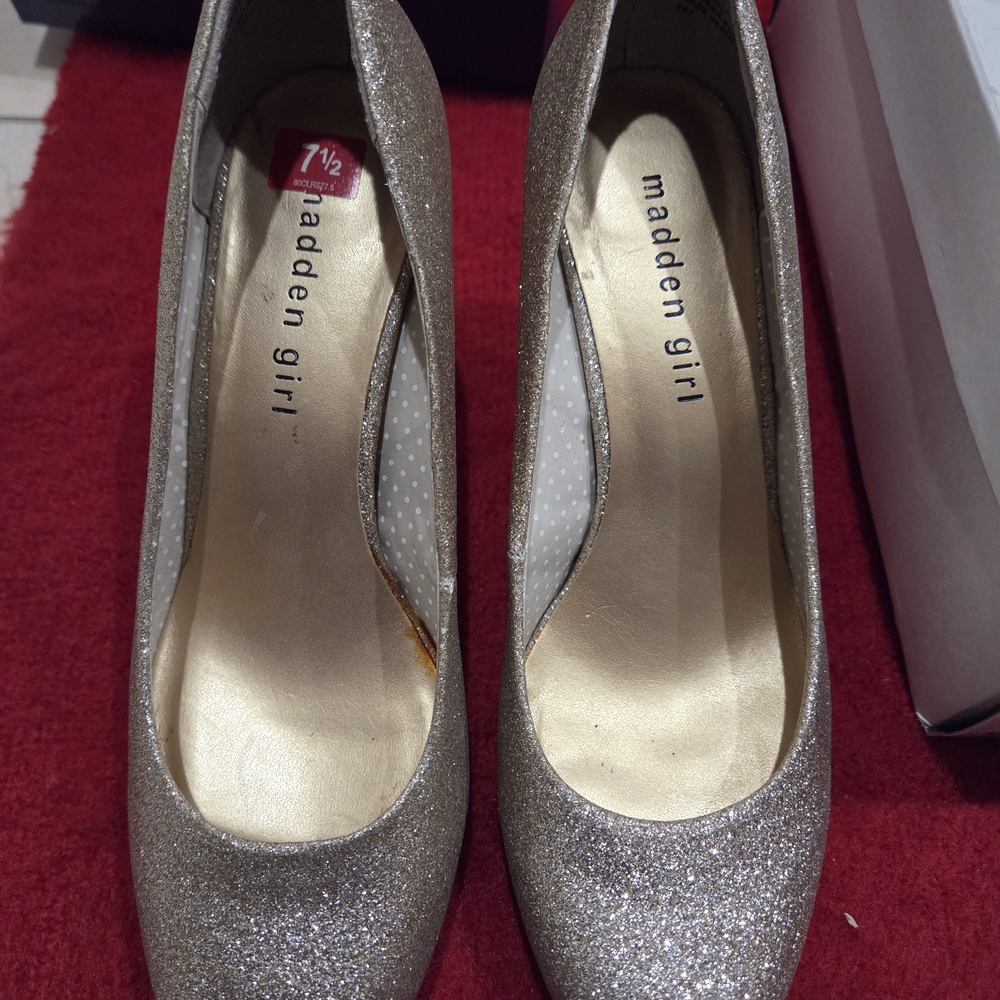 Madden Girl Sparkling Gold Heels